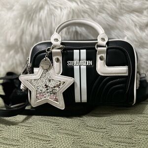 Steve Madden Black and White Crossbody Satchel with Star Charm